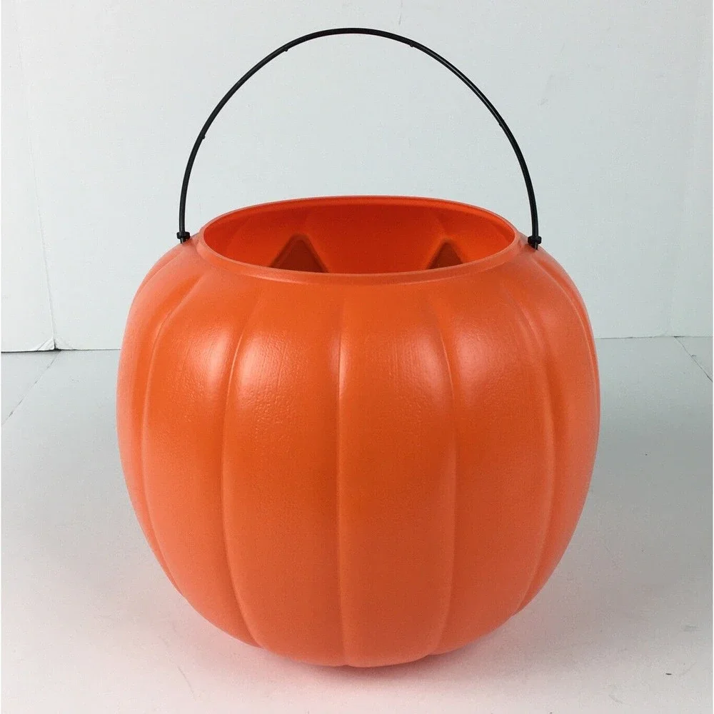 Vtg Norfolk Halloween Pumpkin Blow Mold Pail Bucket Trick-or-treat Made In USA
